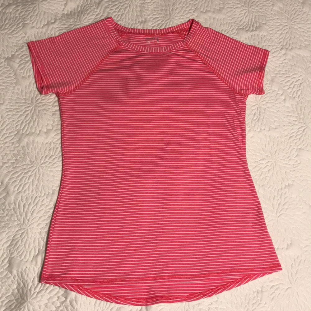 NWOT Coral and White Striped Athletic Tee🧡💕🤍